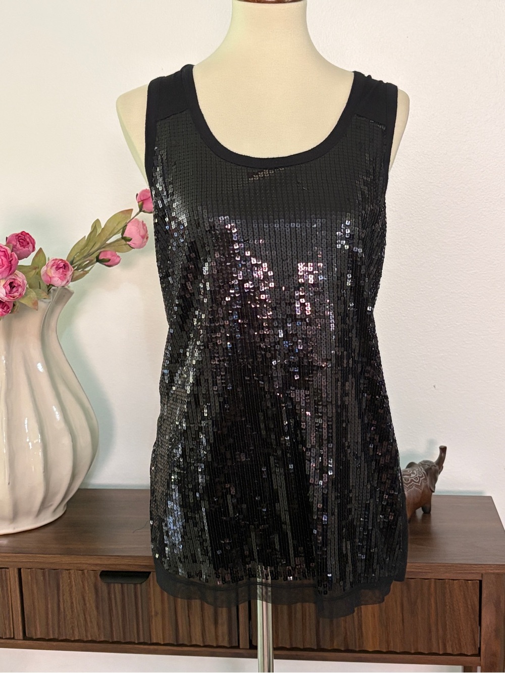 Simply Vera Vera‎ Wang Black Sequin Tank
